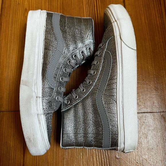Vans silver high top lace up sneakers SIZE 5.5 - Picture 5 of 7